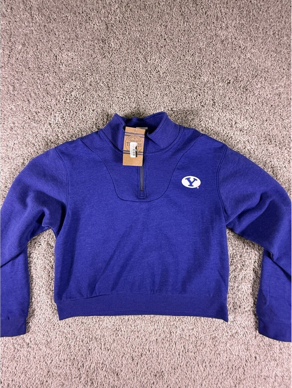 Rilvary Threads Women’s Cropped 1/4 Zip Sweatshirt BYU Blue Long Sleeve